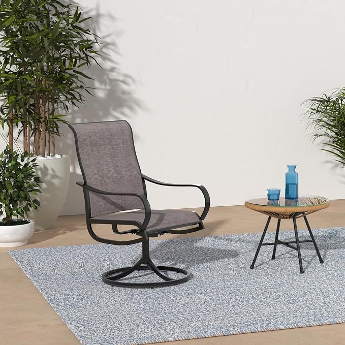 PHI VILLA Patio Swivel Dining Chairs Set of 2, Outdoor Metal Chair - Image 2