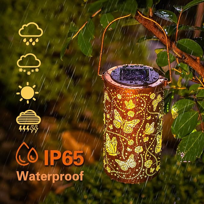 2 Pack Butterfly Solar Lanterns Outdoor Waterproof Hanging Solar Lights - Image 5