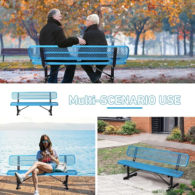 6FT/72INCH Heavy Duty Metal Park Bench - Image 7