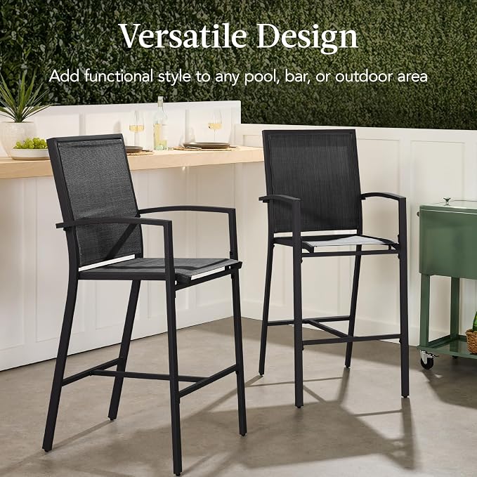 Best Choice Products Outdoor Bar Stools Set of 2, Bar Height, Patio Furniture - Image 6