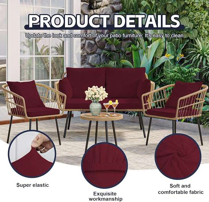 14Pcs Patio Cushion Covers, Outdoor Cushions Covers, Stretch Cushion Covers - Image 3