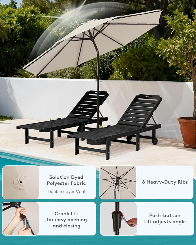 SERWALL Outdoor Chaise Lounge Set of 2 - Image 5