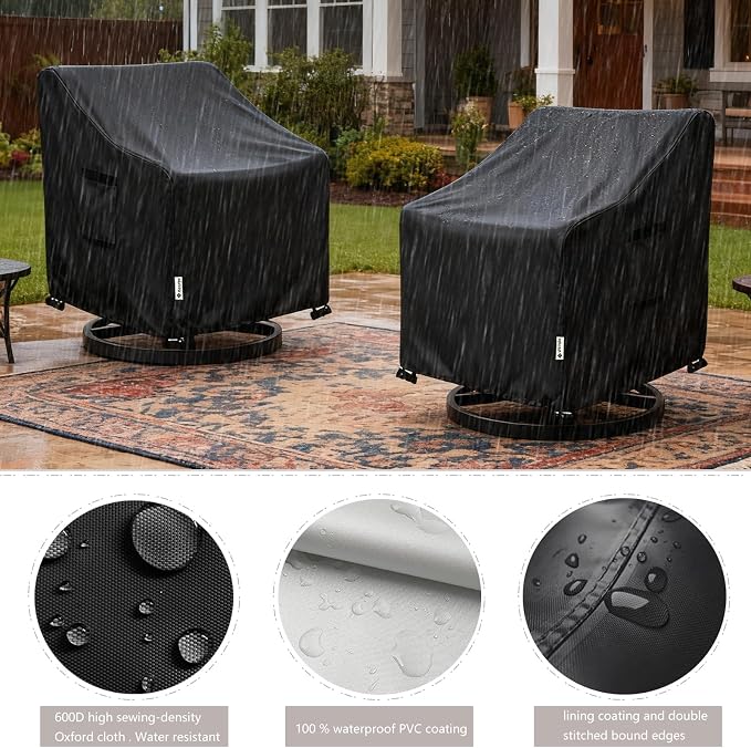 Patio Chair Covers Waterproof Patio Furniture Covers, 33W x 37D x 38 H Inches - Image 7