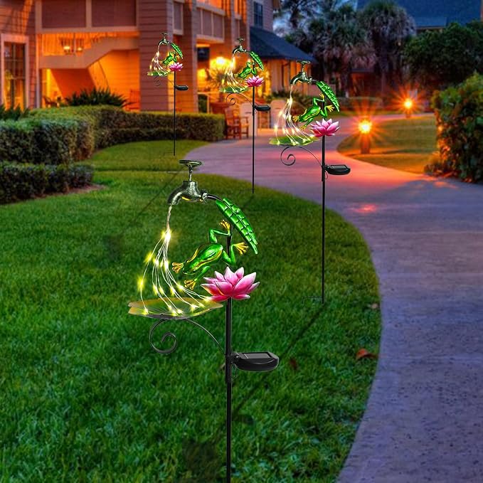 Bshine Frog Solar Outdoor Garden Lights, Waterproof Metal Solar Garden Stakes - Image 5