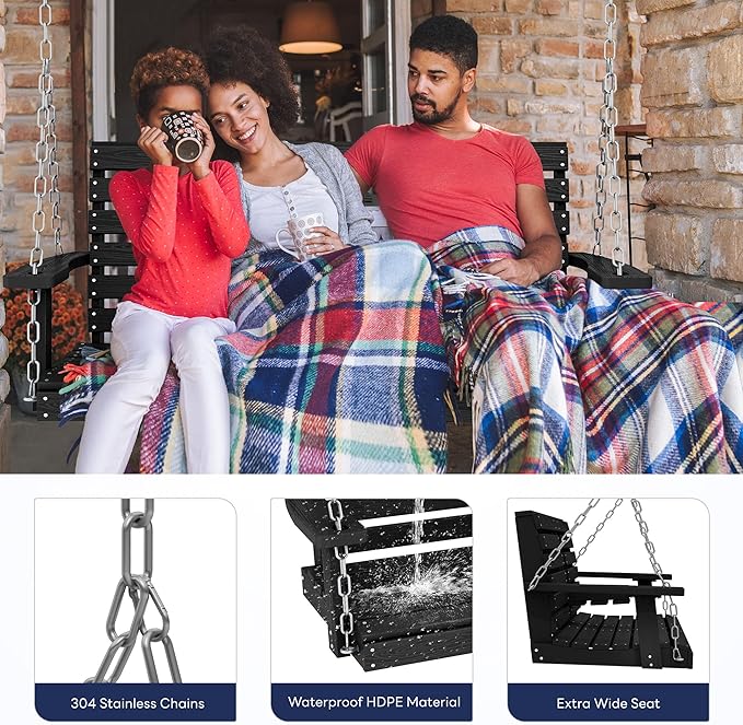 KINGYES Outdoor Hanging Patio Swing Chair, 2 Seat Swing - Image 5