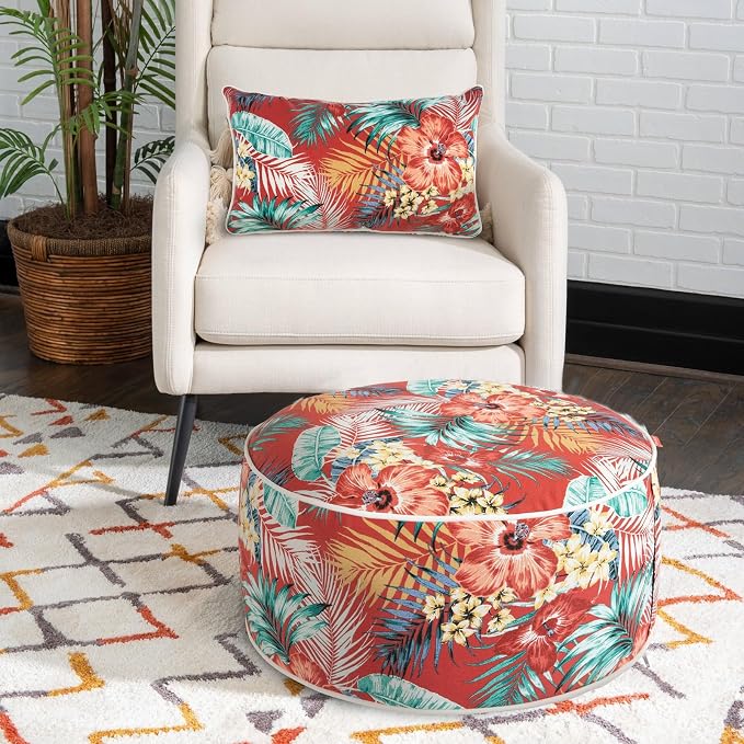 Outdoor/Indoor Inflatable Ottoman Pouf D20 xH9, All Weather Round Footstool - Image 6