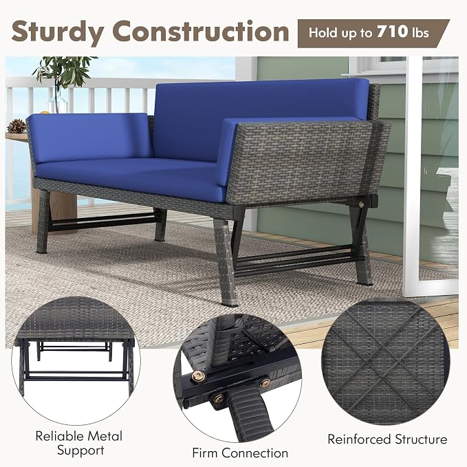 Tangkula Outdoor Convertible Sofa Daybed - Image 5