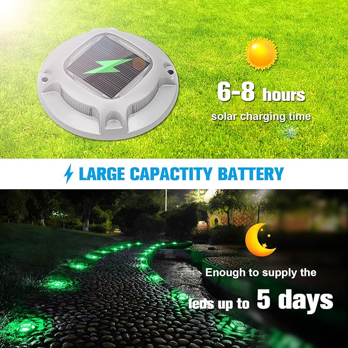 VOLISUN Christmas Solar Driveway Lights Dock Marine Lights 4 Pack, 2 Colors in 1 - Image 3