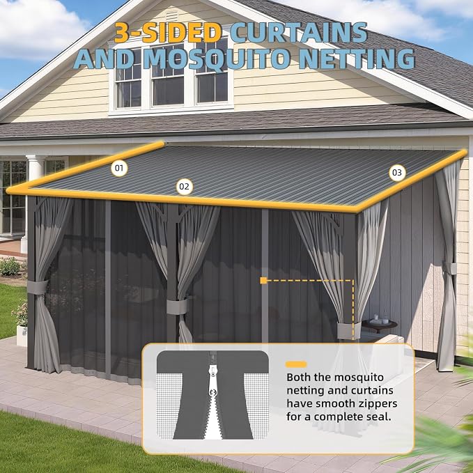 AECOJOY 16'x8' Outdoor Hardtop Metal Gazebo - Image 4
