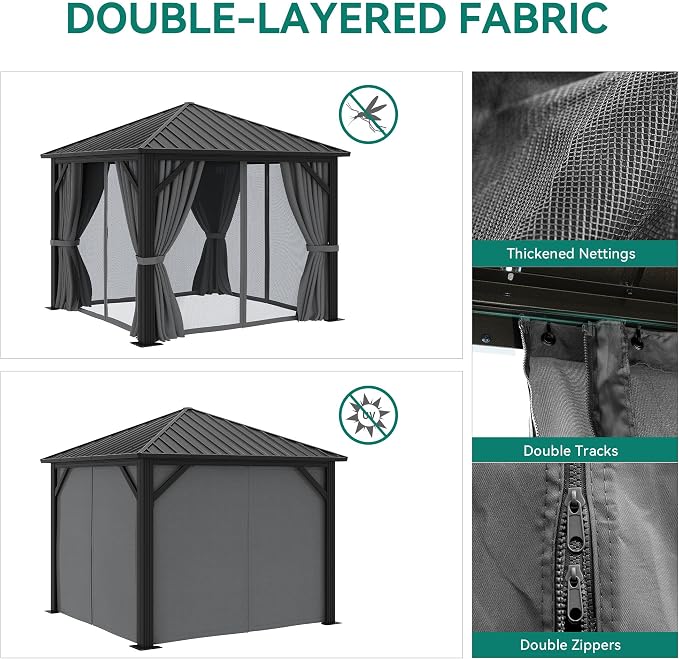 YITAHOME 10'X10' Metal Hardtop Gazebo Outdoor Patio Single Top Canopy - Image 2