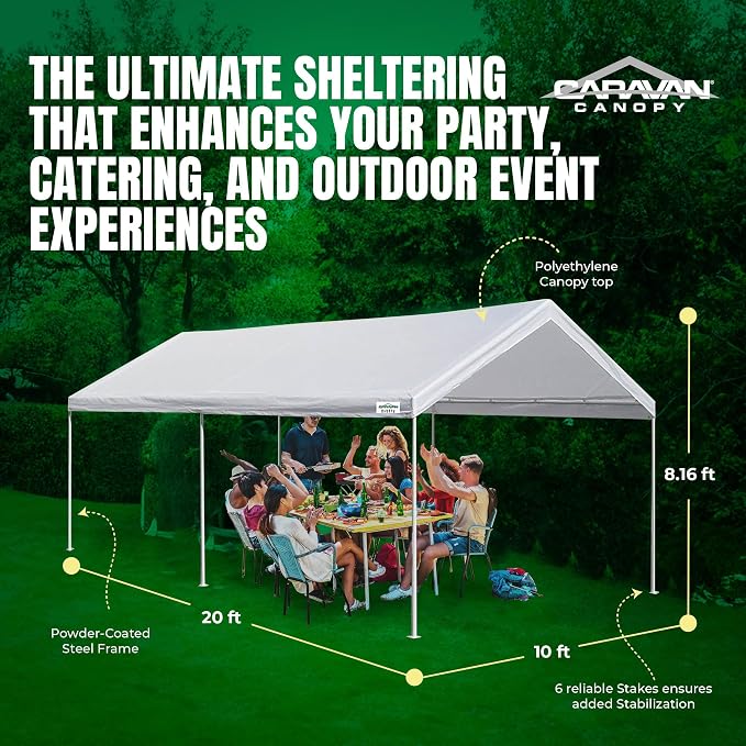Caravan Canopy Powder Coated Heavy Duty Steel Frame Pop Up Carport - Image 3