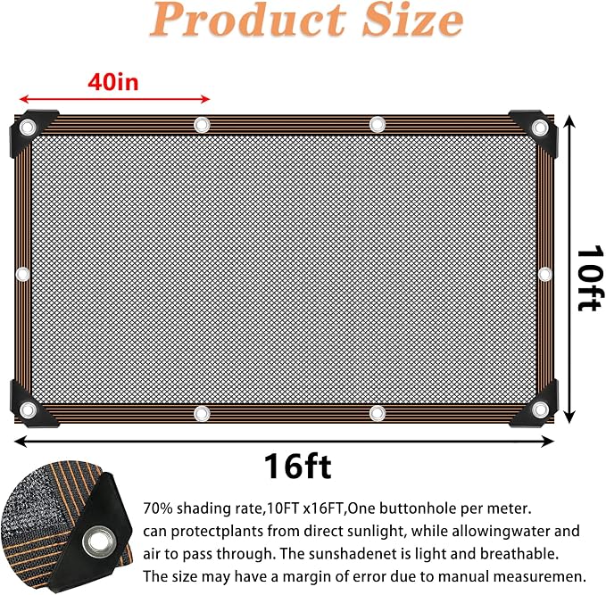 Shade Cloth - for Plants Greenhouse, 70% Sunblock Shade Sails -for Outdoor - Image 2
