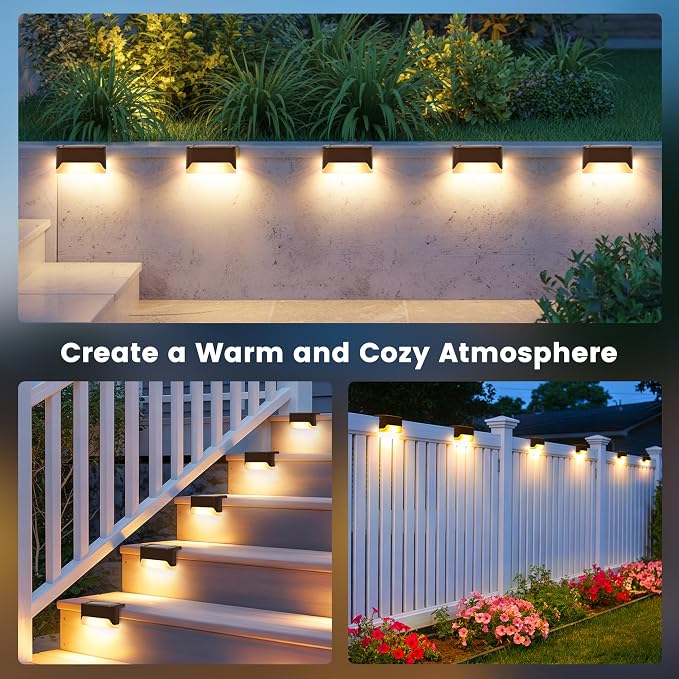 SOLPEX Solar Deck Lights Outdoor, Solar Fence Lights Waterproof LED Step Light - Image 5