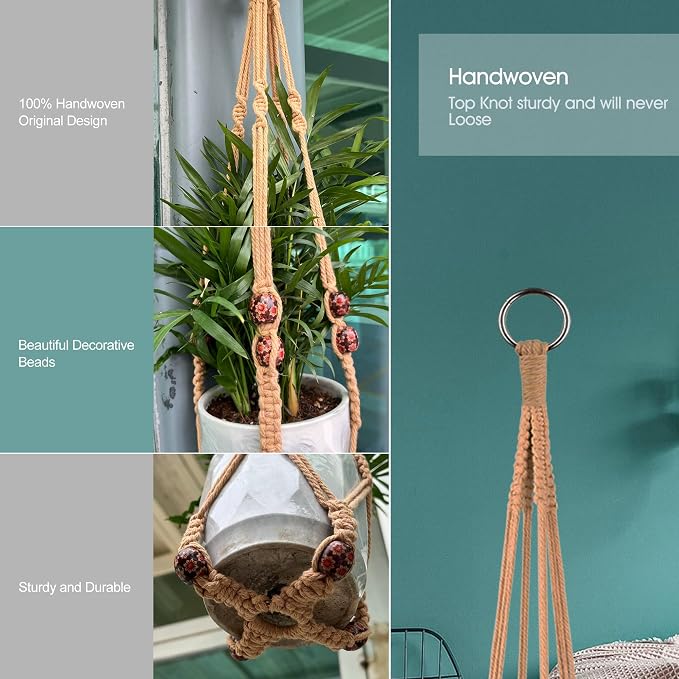 Macrame Plant Hanger for 5 to 10 Inch Plant Pots, Hanging Planter Basket Holder - Image 4
