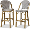 PURPLE LEAF French Bar Stools Set of 2 Bamboo Print Finish Outdoor Bar Stools by PURPLELEAF