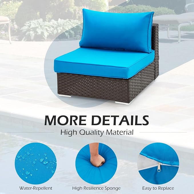 HOMREST Replacement Cushions for Outdoor Furniture, 25x25 Inch 14-Piece Patio - Image 4