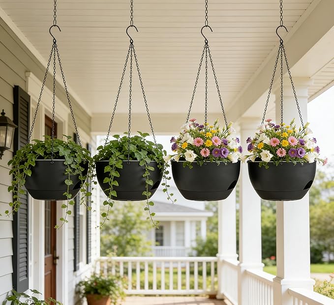 Set of 2-8 Inch Self Watering Hanging Planters - Image 7