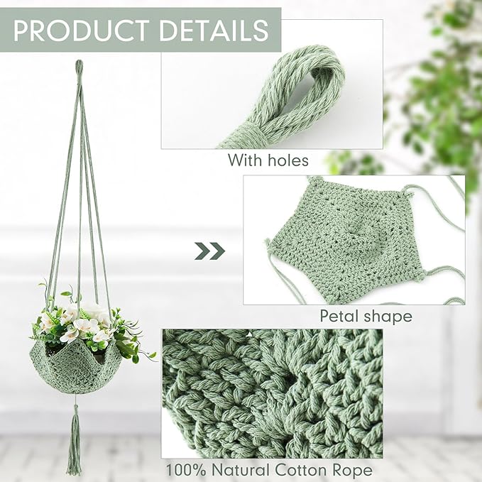 Shappy 1 Pack Jute Crochet Long Plant Hanger - Image 3