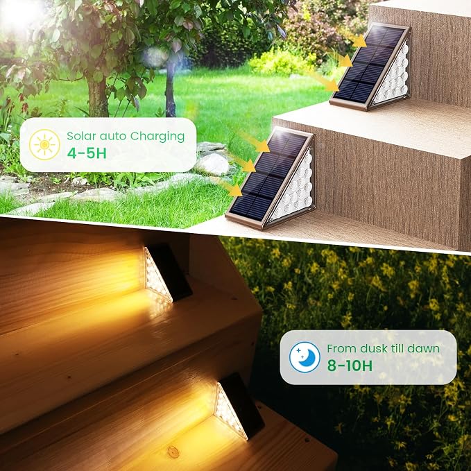 Solar Step Lights for Outside, Outdoor Deck Step Light LED for Garden Stair - Image 2