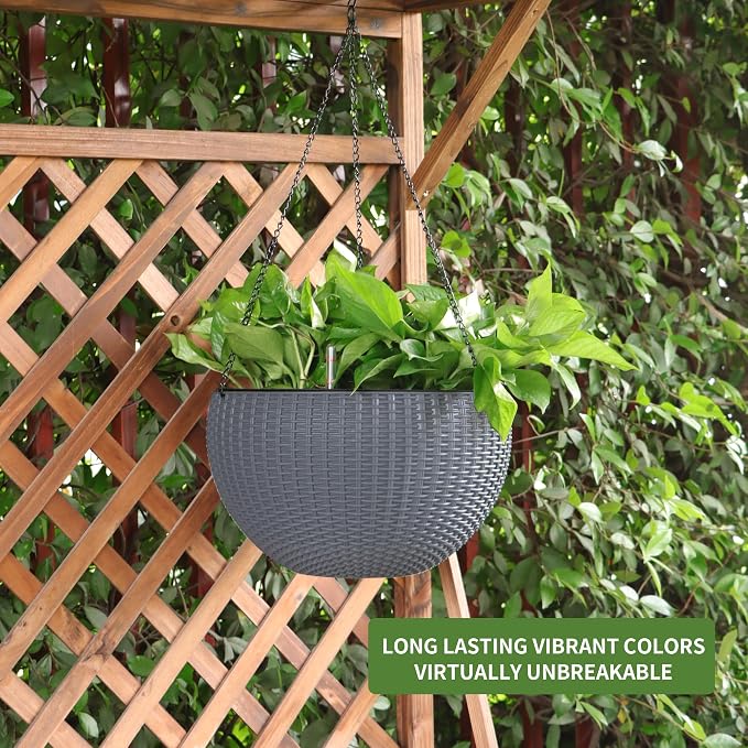 Dexceder 9 Inch Self Watering Hanging Planters Indoor Outdoor, Thickened - Image 6