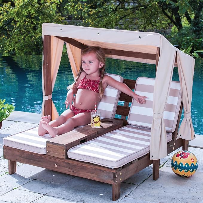 KidKraft Wooden Outdoor Double Chaise Lounge - Image 2