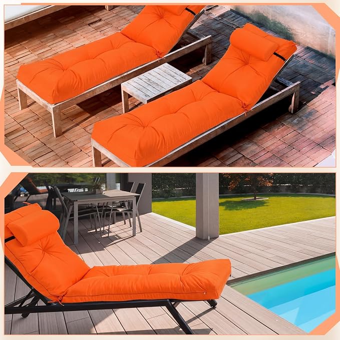 Wenqik Set of 2 Outdoor Chaise Lounge Cushions 76 x 22 x 6 Inch Waterproof - Image 6