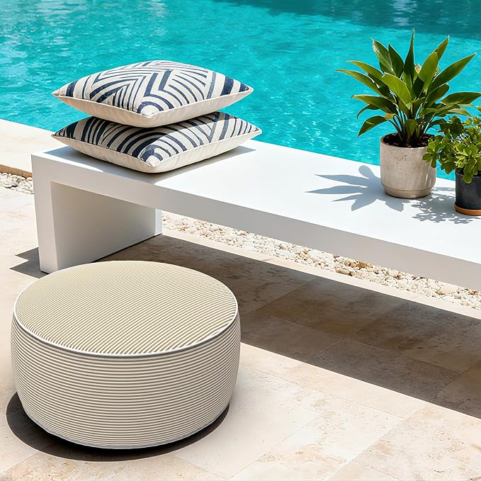 LVTXIII Outdoor Inflatable Ottoman, Portable Round Ottoman Pouf - Image 4
