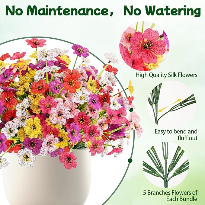MACTING 12 Bundles Artificial Spring Flowers - Image 4