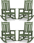 SERWALL Oversized Rocking Chair Set of 4 Outdoor, HDPE Outdoor Rocking Chair by SERWALL