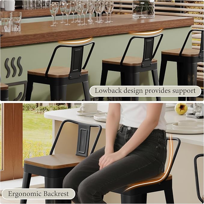Andeworld Bar Stools Set of 4 Counter Height Stools Industrial Metal Barstools - Image 7