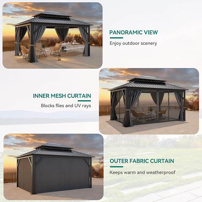 YITAHOME 16X12FT Patio Hardtop Metal Gazebo - Image 4
