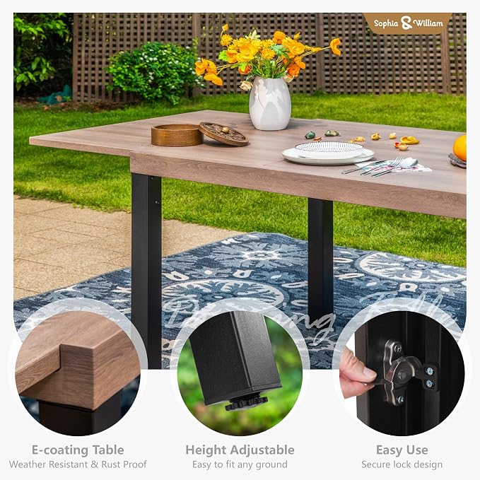 Sophia & William Expandable Patio Dining Table, Extra Large 99.2" L x 35.5" W - Image 4