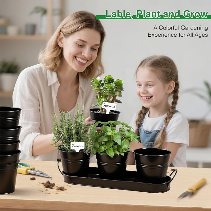 Herb Garden Planter Indoor Kit – 6 Metal Pots - Image 7