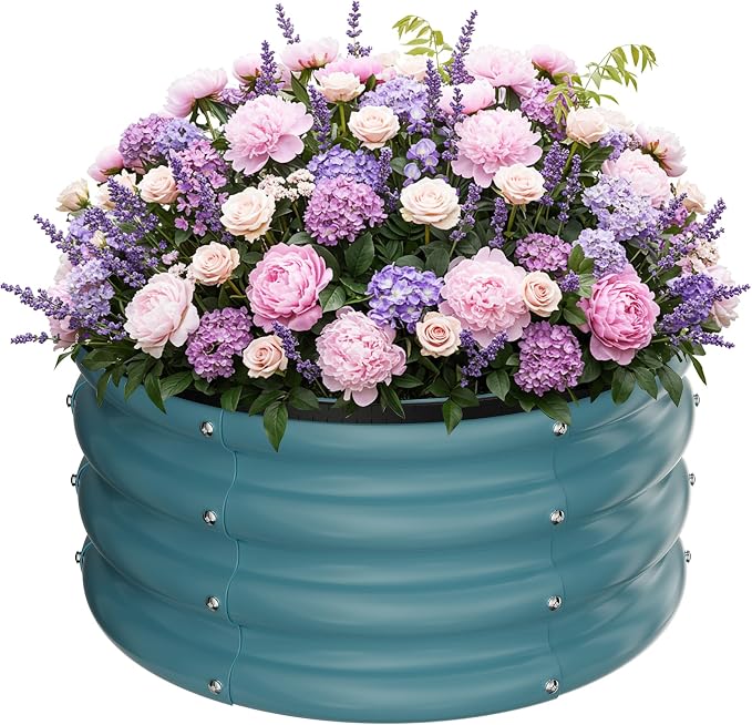 ZXZYHFTY Round Galvanized Raised Garden Bed kit, Round Large Metal Raised by ZXZYHFTY