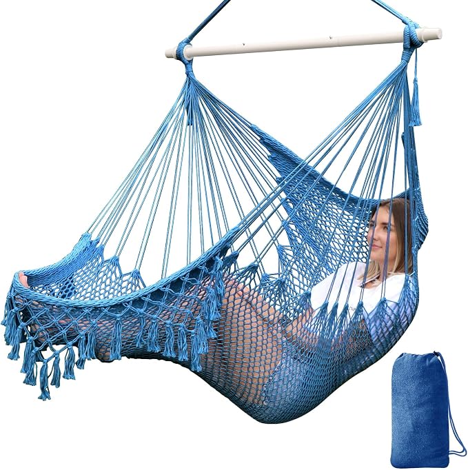 Chihee Hammock Chair Super Large Hanging Chair Soft-Spun Cotton Rope Weaving by Chihee