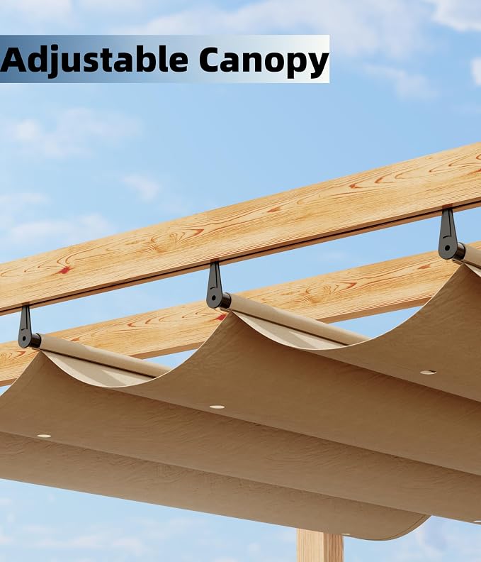 GarveeLife 10 x 13 ft Wood-Grain Aluminum Pergola Outdoor Pergola - Image 5