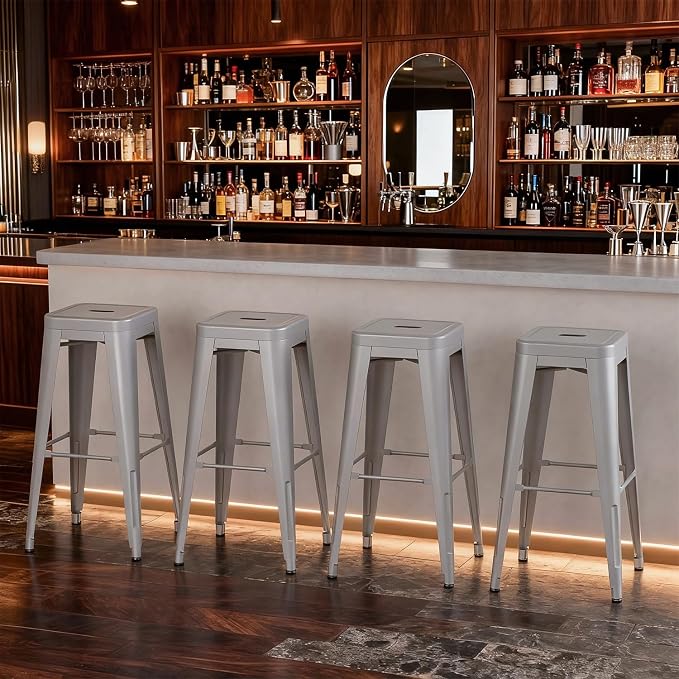 Stackable Metal Bar Stool Backless Indoor-Outdoor Counter Stools Fullmetal - Image 2