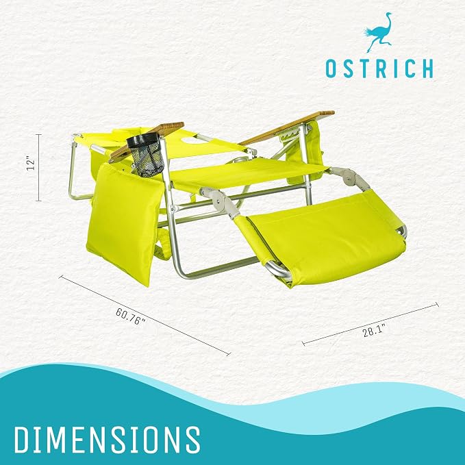 Ostrich The Deluxe 3N1 Lightweight Lawn Beach Reclining Lounge Chair - Image 3