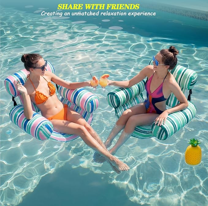 2 Pack Inflatable Pool Float for Adult Adjustable Hammock Float Chair Fabric - Image 5