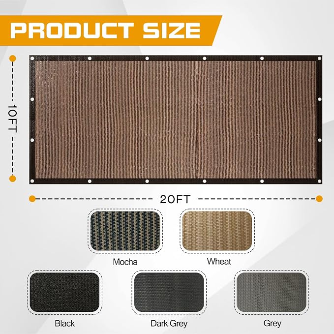 10'x 20' Sun Shade Cloth, 95% UV Block Outdoor Pergola Shade Cover - Image 2
