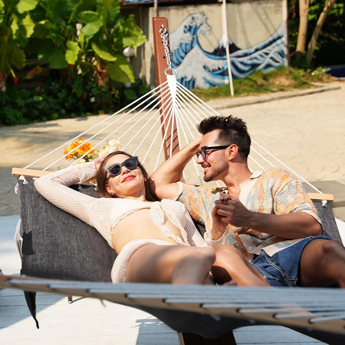 Lazy Daze Hammocks 11 FT Double Outside Hammock Quick Dry Olefin Fabric Hammock - Image 2