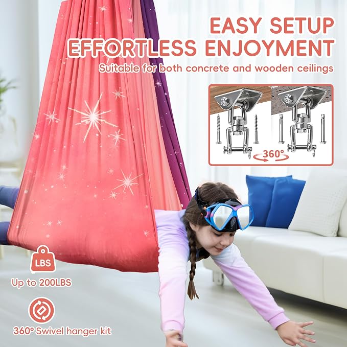 OUTREE Sensory Swing for Kids, Double Layer Therapy Hammock, Indoor Swing - Image 5