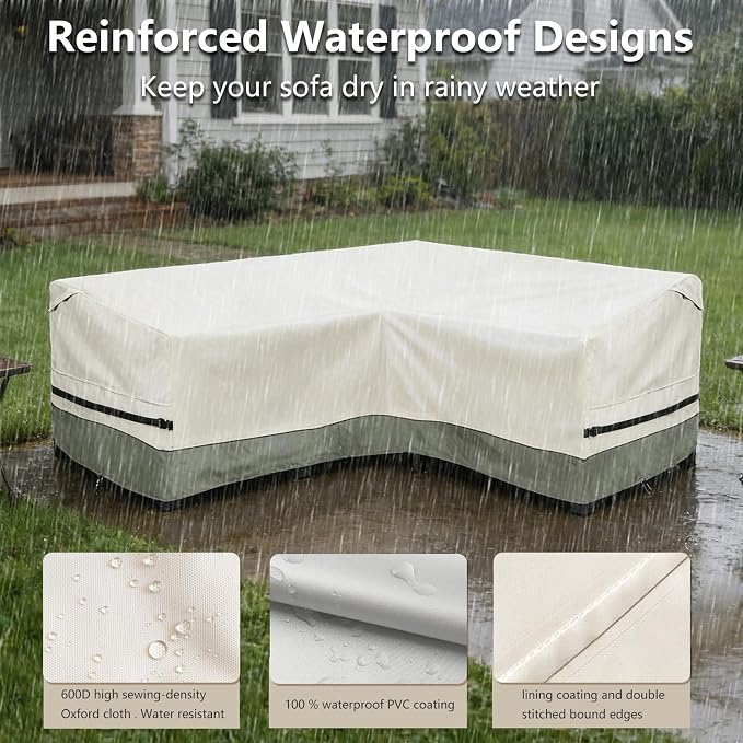 okcool Outdoor Sectional Sofa Cover Waterproof-V-Shaped Patio Furniture Covers - Image 4