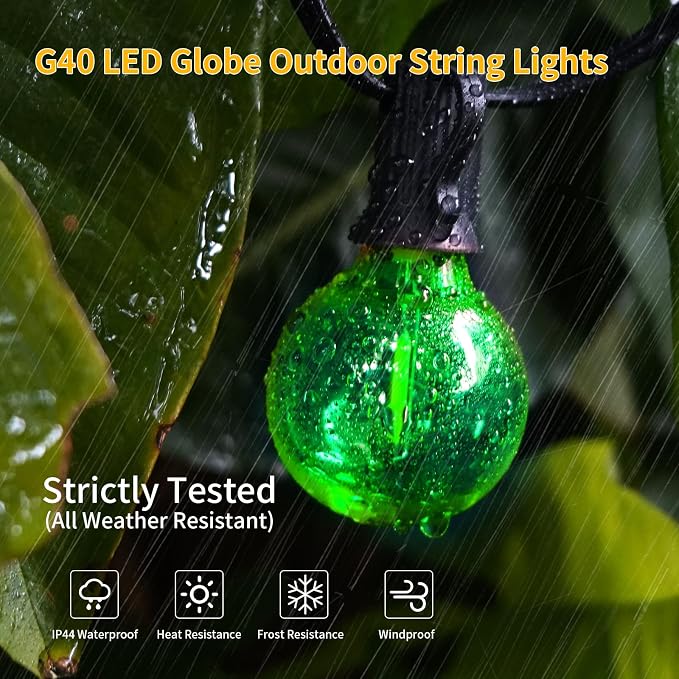 40FT LED Outdoor String Lights Waterproof, G40 LED Globe Outdoor Light - Image 2