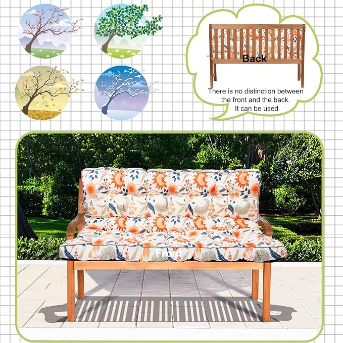 Waterproof Porch Swing Cushion Replacement, 2–3 Seat Swing Seat Cushion - Image 5