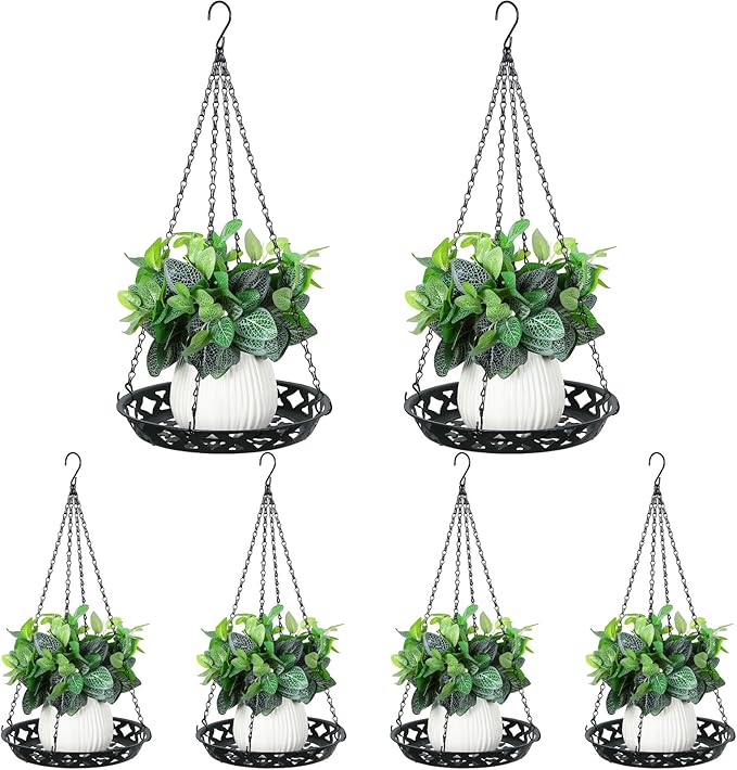 Enhon 6 Pack Metal Hanging Planter, 12 Inch Indoor Outdoor Plant Hanger by Clickhere