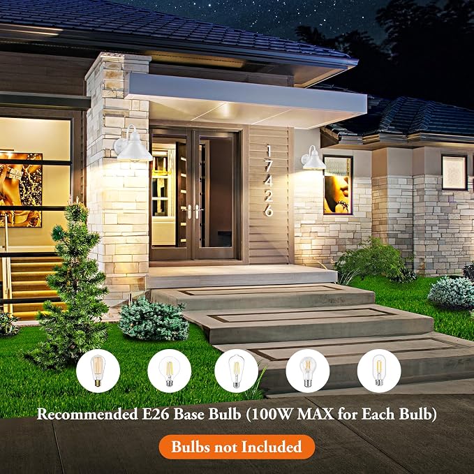 Brightever Gooseneck Outdoor Wall Lanterns, Anti-Rust Outside Barn Wall Mount - Image 5