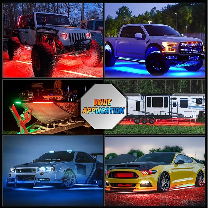 Nilight 4Pcs Aluminum Underglow Neon Accent Strip Lights 396 LEDs RGB Door - Image 9
