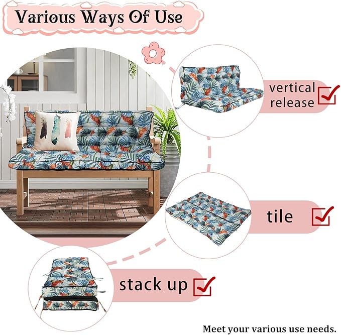 2-3 Seat Swing Replacement Cushion, Outdoor Bench Cushions - Image 4