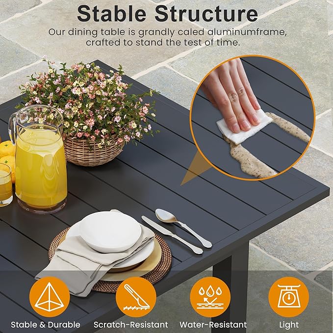 Expandable Aluminum Outdoor Dining Table, 3-Adjustable Lengths Patio Dining - Image 5